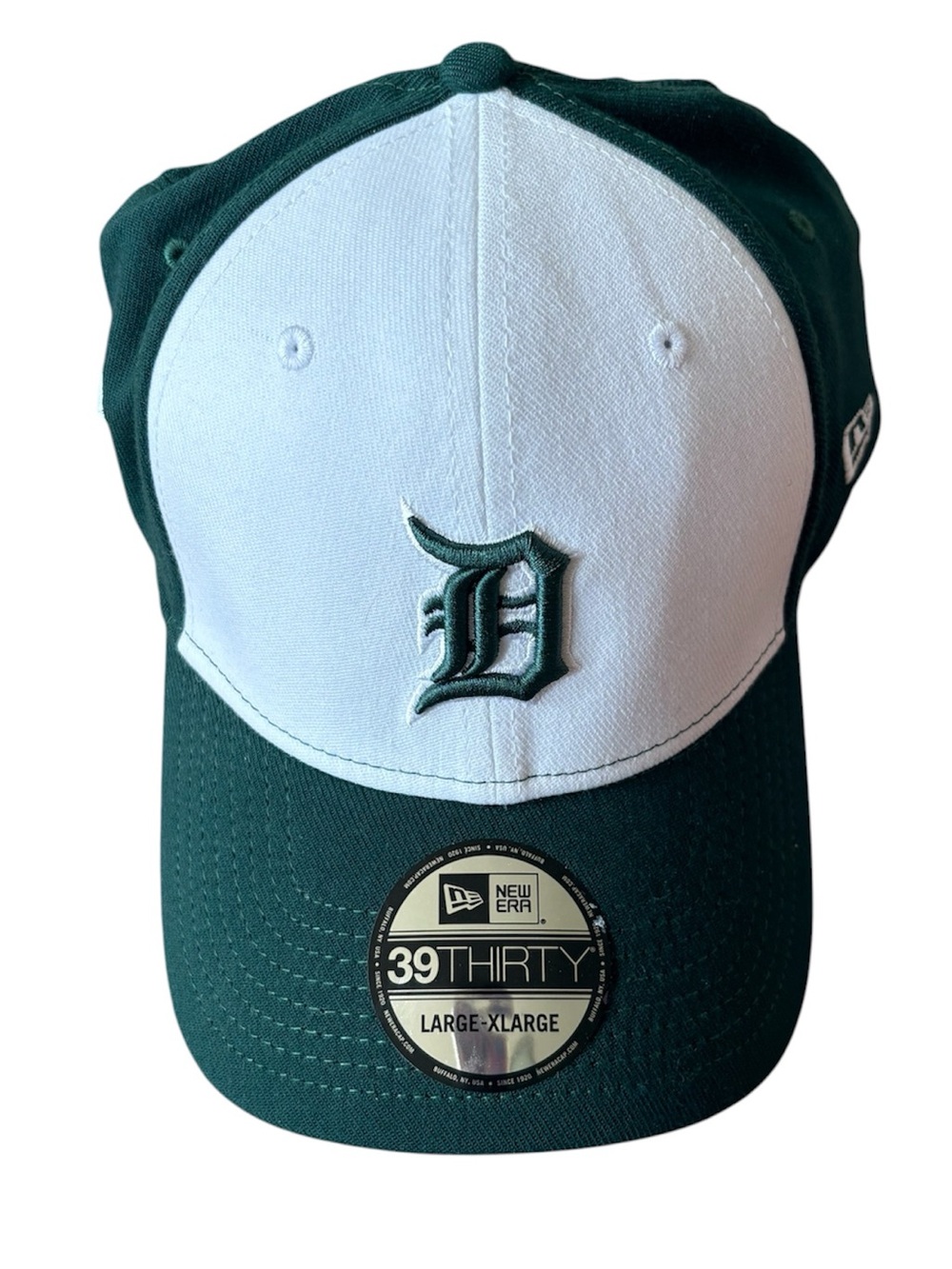 NWT New Era 39THIRTY Detroit Tigers and Michigan State Green and White Hat L/XL